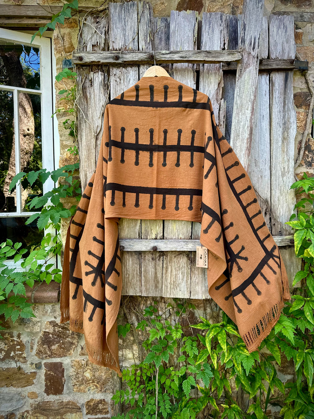 Janga  | Hand Painted Silk Noil Shawl | 2460mm x 610mm