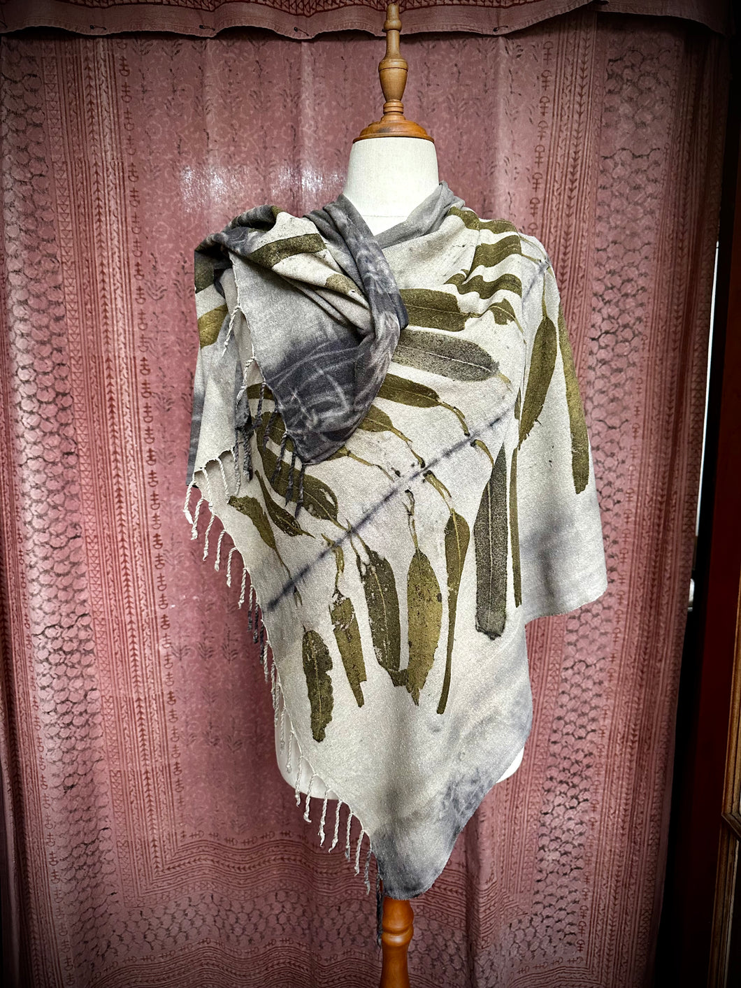 Farsi | Eco-Printed Silk Noil Shawl | 2400 x 640